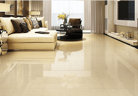 Bright polished office lobby with reflective floor