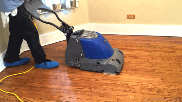 Mop gliding across a clean polished floor